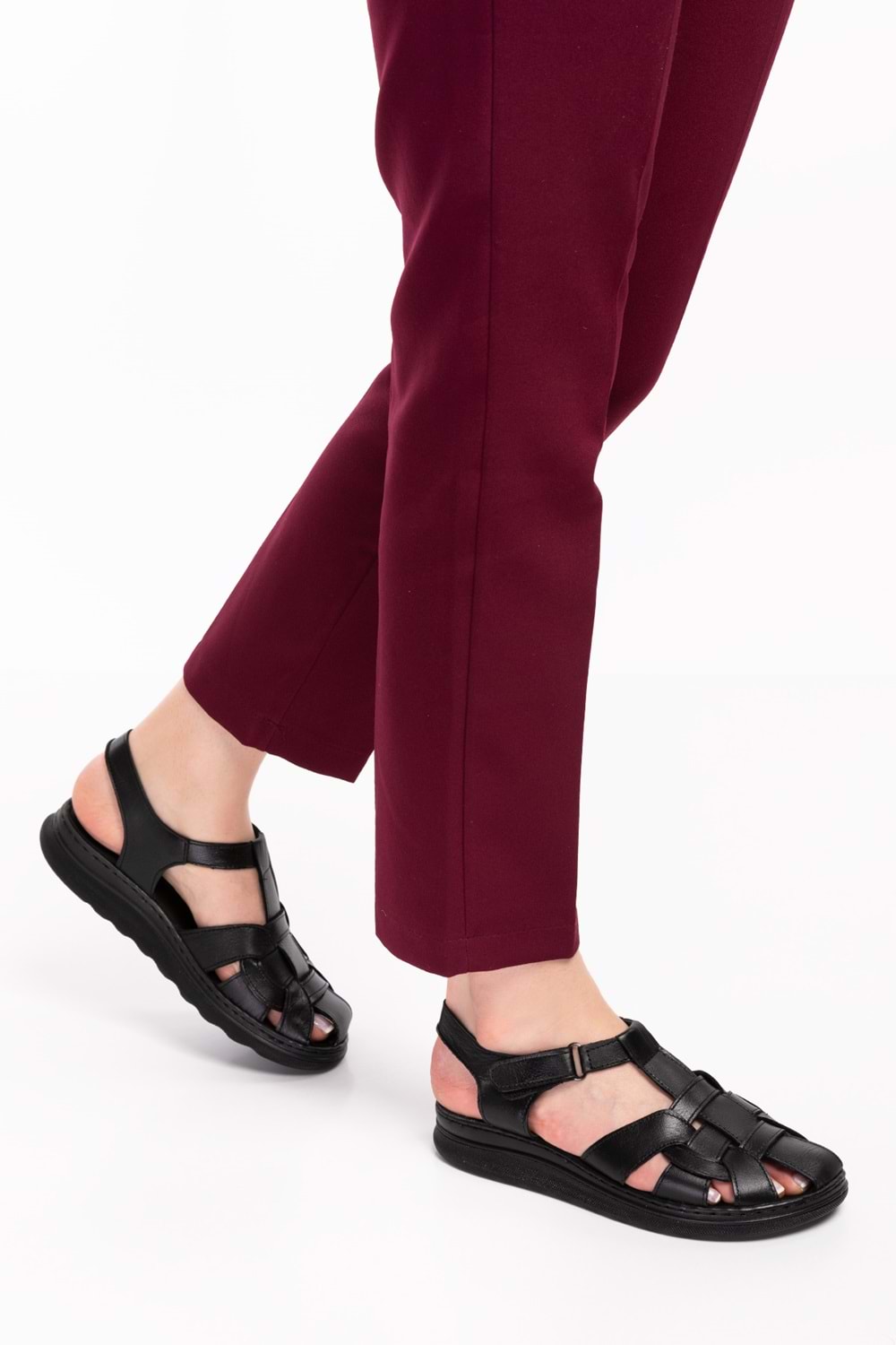 Gondol Hakiki Deri Anatomik Yumuşak Taban Rahat Sandalet irm.111 - Siyah - 39