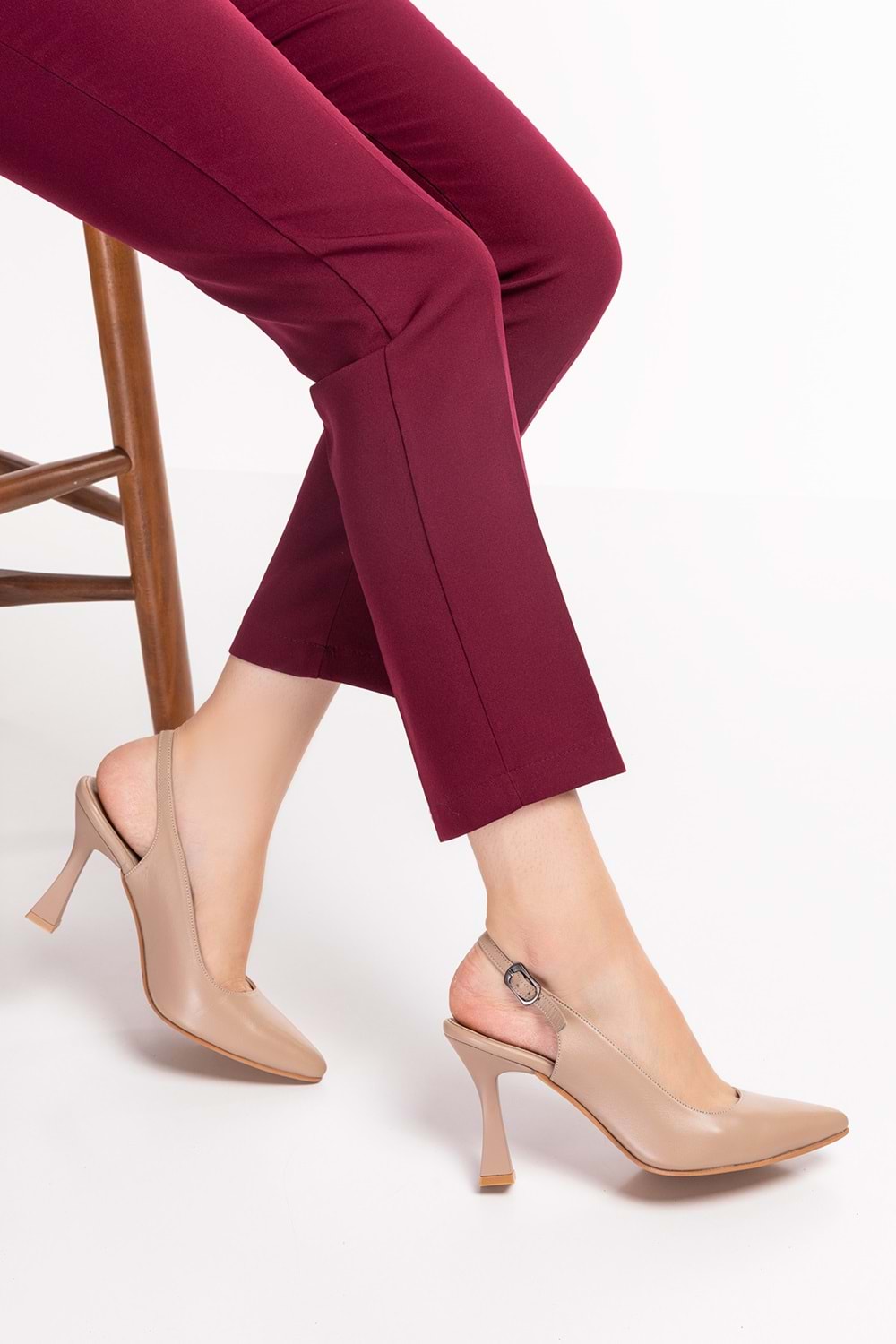 Gondol Kadın Hakiki Deri Stiletto Ayakkabı şhn.824 - Vizon - 40