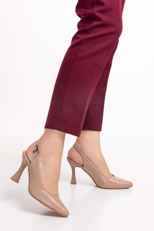 Gondol Kadın Hakiki Deri Stiletto Ayakkabı şhn.824 - Vizon - 41