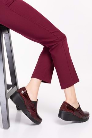 Gondol Hakiki Deri Anatomik Taban Rahat Ayakkabı esfa.4052 - Bordo Croco - 35