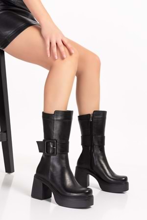 Gondol Kadın Hakiki Deri Platform Bot Anl.2444 - Siyah - 36