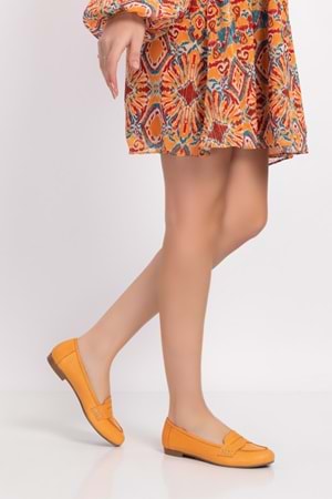 Gondol Kadın Hakiki Deri Loafer Babet Anl.6184 - Hardal - 38