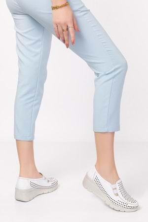 Gondol Hakiki Deri Dolgu Taban Rahat Yazlık Ayakkabı esfa.4001 - Beyaz - 42