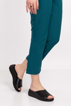 Gondol Hakiki Deri Dolgu Topuk Terlik özl.404 - Siyah - 37