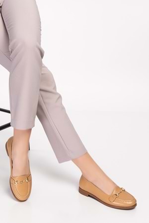 Gondol Hakiki Deri Kadın Günlük Loafer vdt.851 - Nut - 35