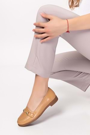 Gondol Hakiki Deri Kadın Günlük Loafer vdt.851 - Nut - 35