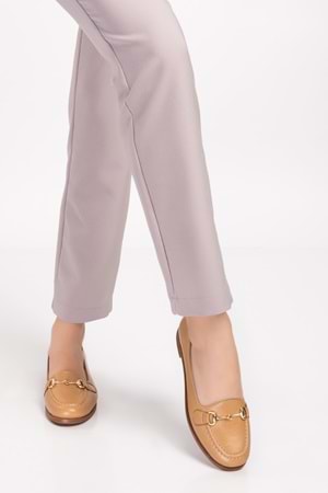 Gondol Hakiki Deri Kadın Günlük Loafer vdt.851 - Nut - 35