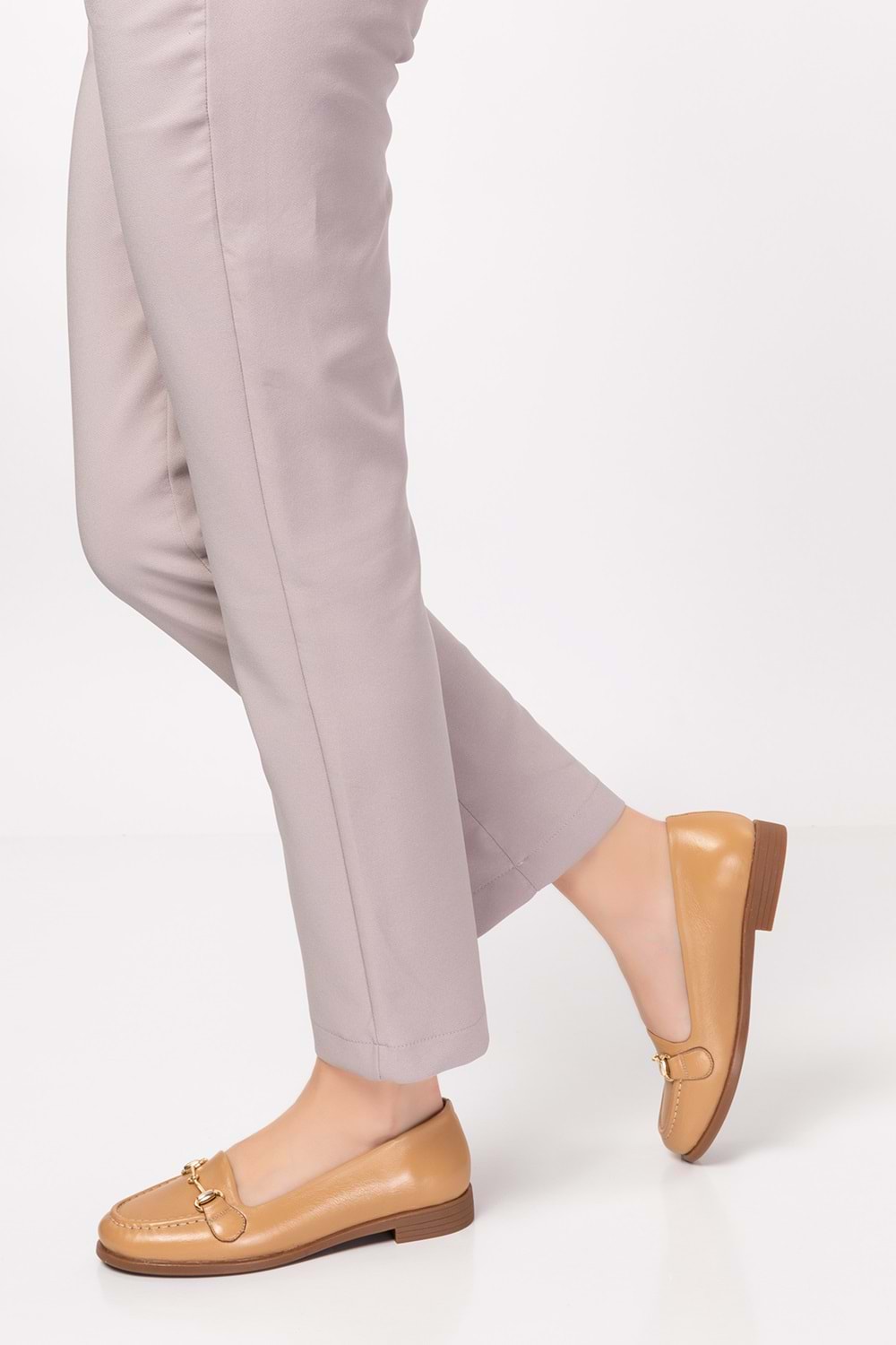 Gondol Hakiki Deri Kadın Günlük Loafer vdt.851 - Nut - 35