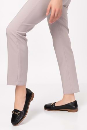 Gondol Hakiki Deri Kadın Günlük Loafer vdt.851 - Siyah - 35