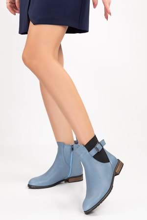 Gondol Kadın Hakiki Deri Günlük Klasik Bot anl.2726 - Mavi - 35