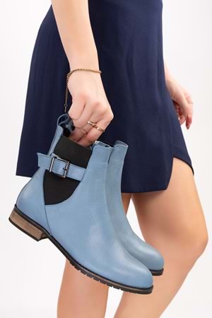 Gondol Kadın Hakiki Deri Günlük Klasik Bot anl.2726 - Mavi - 35