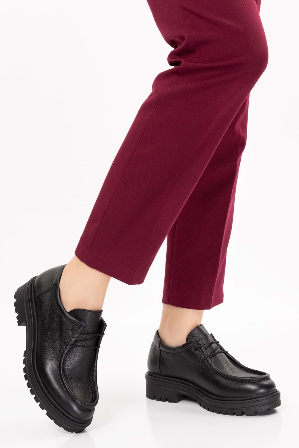 Gondol Hakiki Deri Kalın Taban Hafif Oxford Ayakkabı anl.2420 - Siyah Cilt - 36