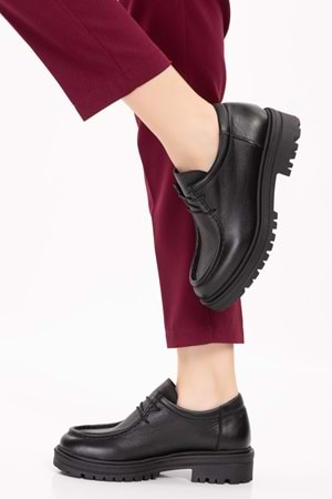 Gondol Hakiki Deri Kalın Taban Hafif Oxford Ayakkabı anl.2420 - Siyah Cilt - 36