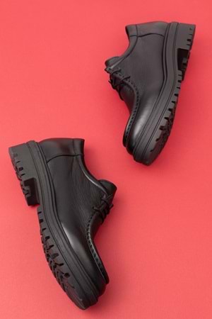 Gondol Hakiki Deri Kalın Taban Hafif Oxford Ayakkabı anl.2420 - Siyah Cilt - 36