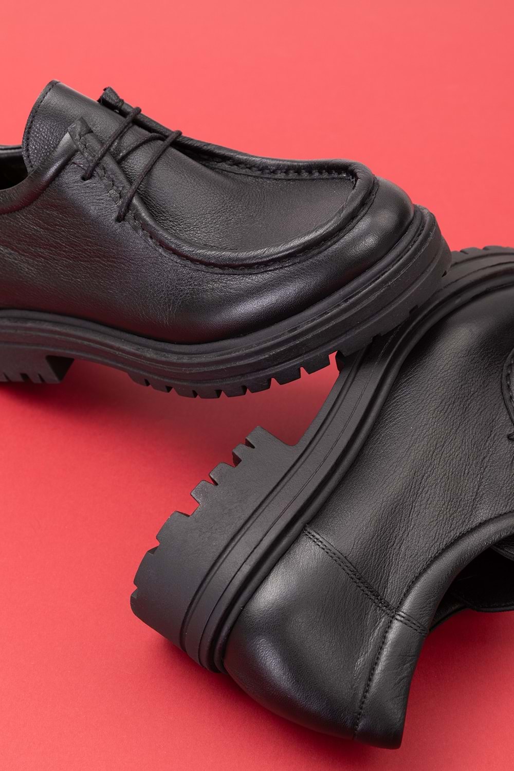 Gondol Hakiki Deri Kalın Taban Hafif Oxford Ayakkabı anl.2420 - Siyah Cilt - 36