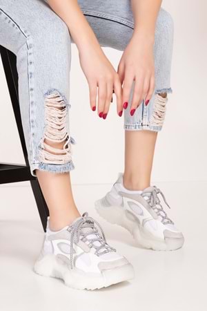 Gondol Sneakers Renkli Günlük Spor Ayakkabı mrs.60115 - Beyaz - 36