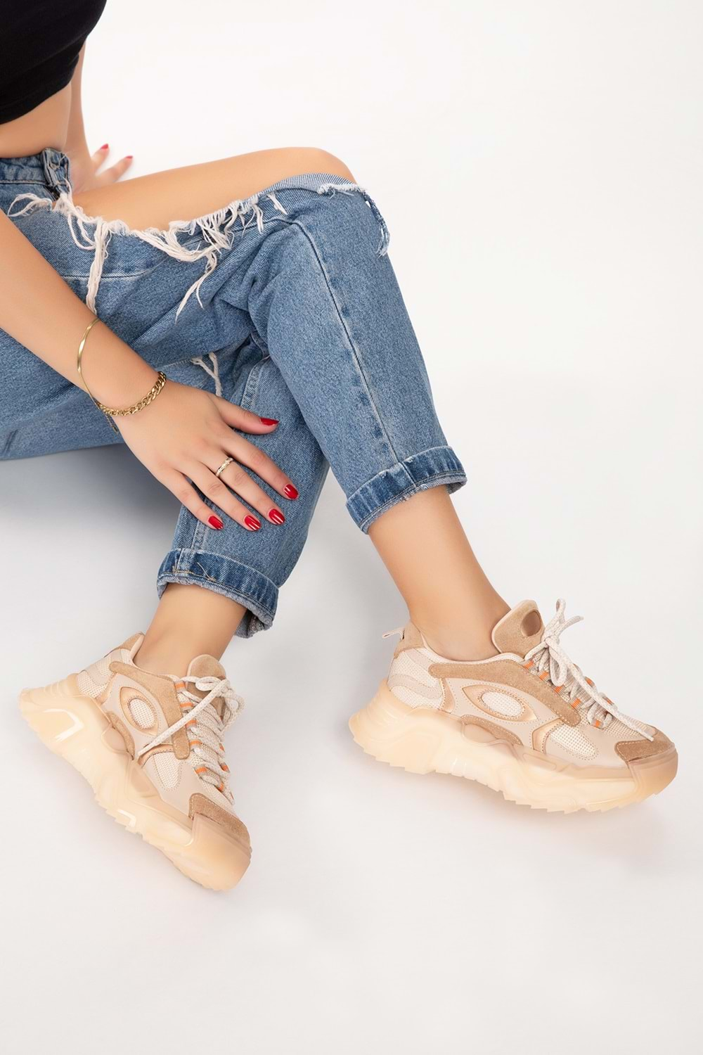 Gondol Sneakers Renkli Günlük Spor Ayakkabı mrs.60115 - Nude - 40