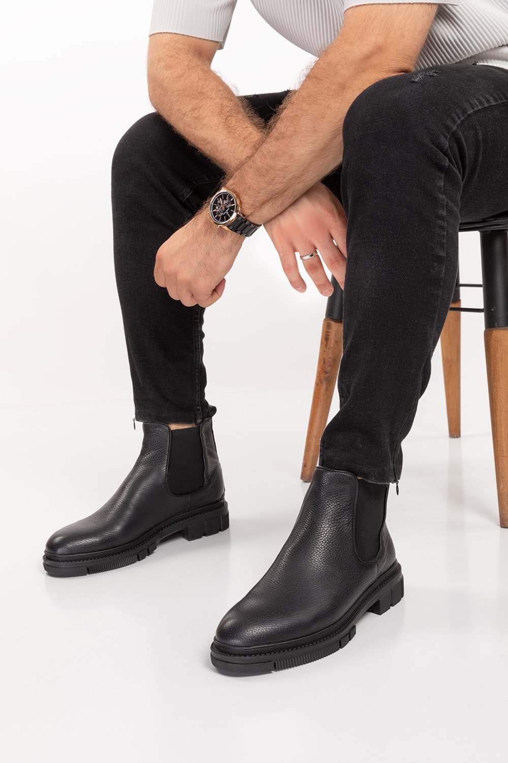 Gondol Erkek Hakiki Deri Günlük Bot src.704 - Siyah - 40