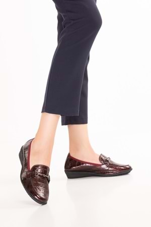 Gondol Kadın Hakiki Deri Anatomik Taban Lastikli Babet ell.7085 - Bordo - 39