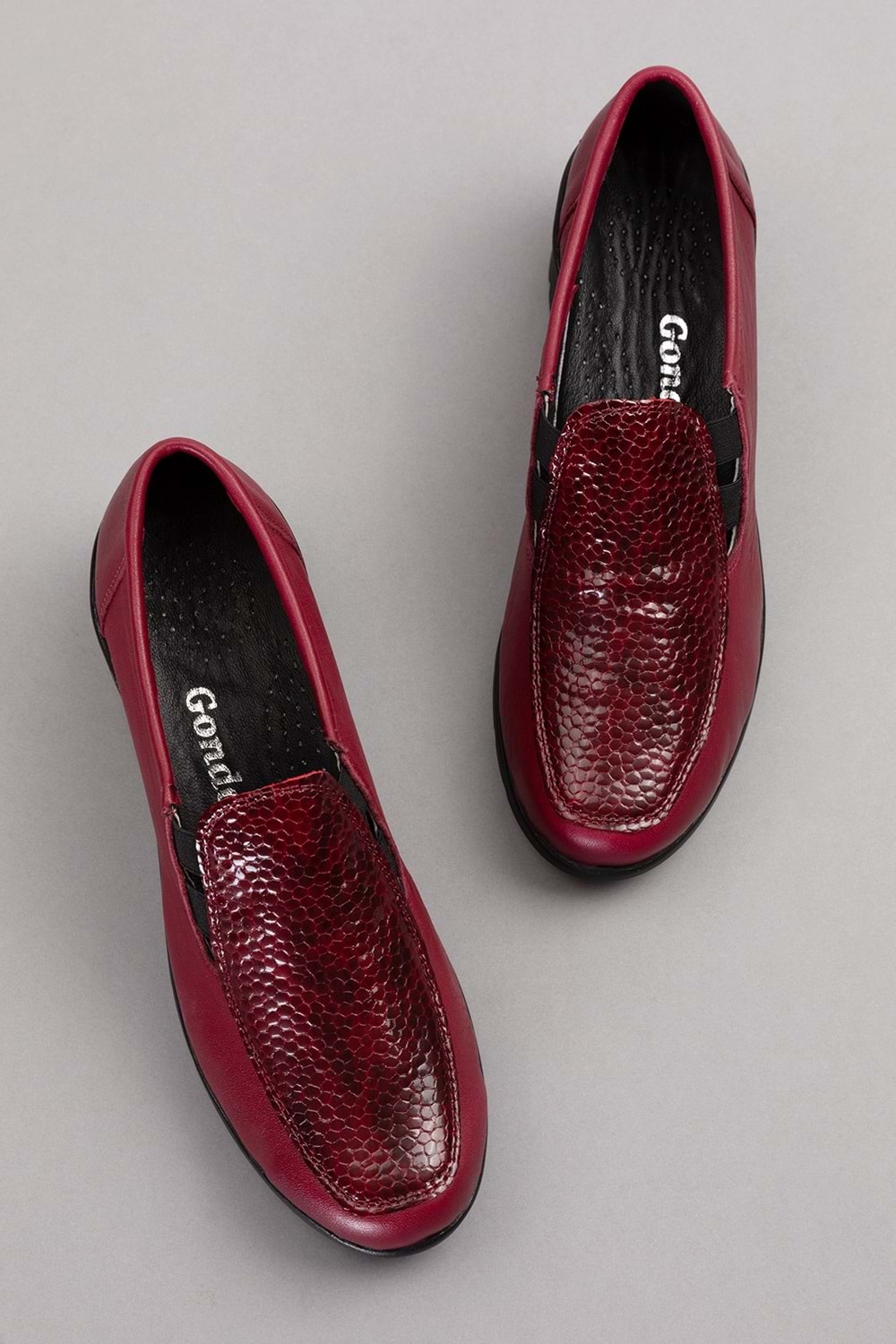 Gondol Hakiki Deri Dolgu Taban Rahat Günlük Ayakkabı esfa.4002 - Bordo Croco - 40