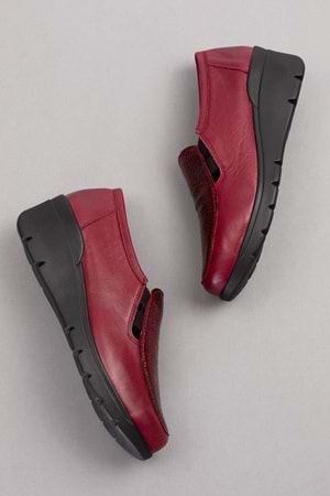 Gondol Hakiki Deri Dolgu Taban Rahat Günlük Ayakkabı esfa.4002 - Bordo Croco - 40
