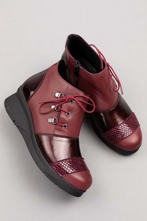 Gondol Kadın Hakiki Deri parlak Rugan Detaylı Rahat Bot ell.7141 - Bordo - 38