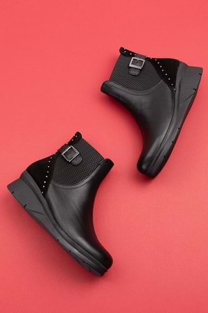 Gondol Kadın Hakiki Deri Günlük Rahat Bot ell.7101 - Siyah - 40