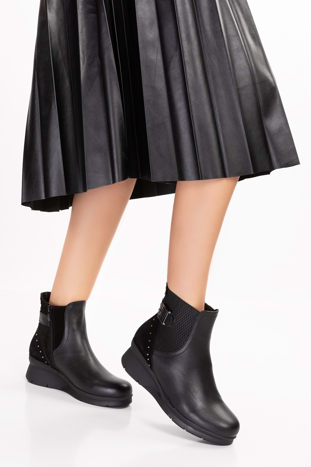 Gondol Kadın Hakiki Deri Günlük Rahat Bot ell.7101 - Siyah - 40