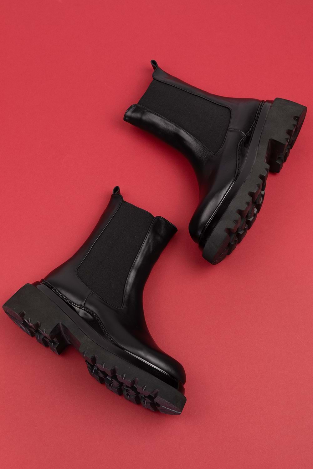 Gondol Kadın Hakiki Deri Lastikli Günlük Çekme Bot rg.88270 - Siyah - 40