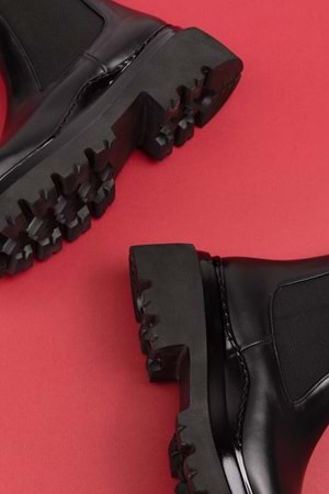 Gondol Kadın Hakiki Deri Lastikli Günlük Çekme Bot rg.88270 - Siyah - 40