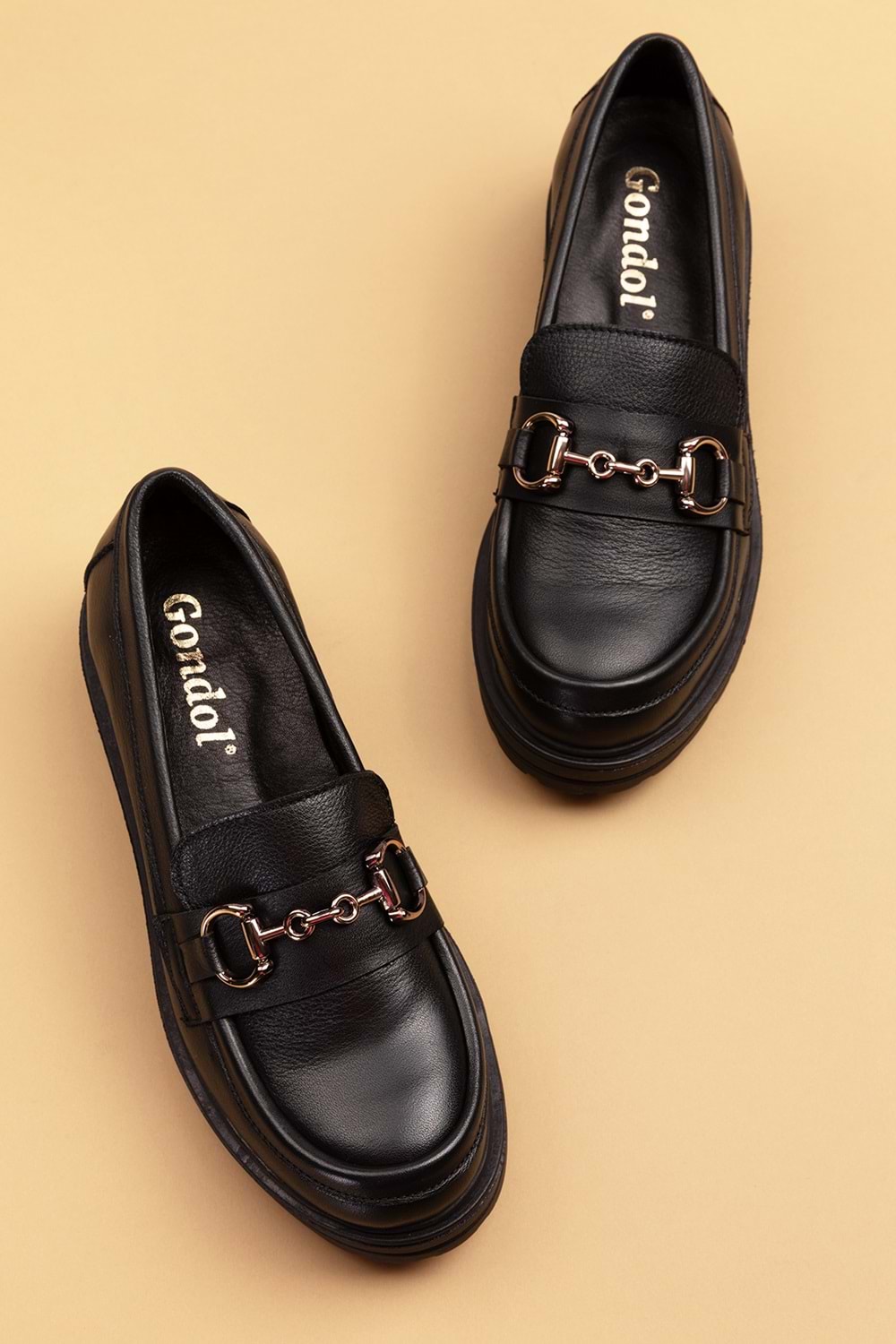 Gondol Hakiki Deri Kalın Taban Hafif Oxford Ayakkabı anl.2491 - Siyah - 40