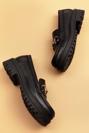 Gondol Hakiki Deri Kalın Taban Hafif Oxford Ayakkabı anl.2491 - Siyah - 40