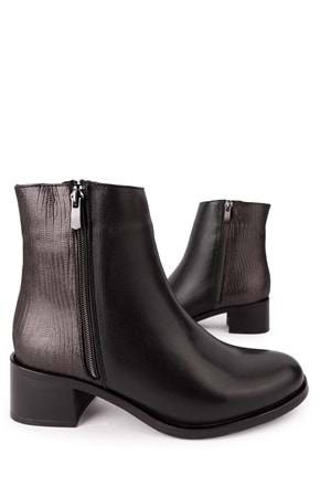 Gondol Kadın Hakiki Deri Kısa Topuklu Şık Bot ell.6880 - Siyah - 34