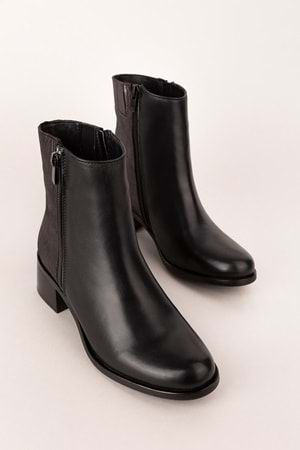 Gondol Kadın Hakiki Deri Kısa Topuklu Şık Bot ell.6880 - Siyah - 34