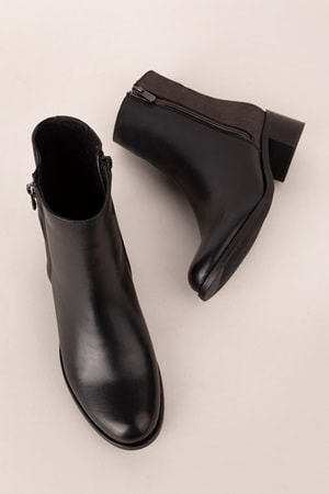 Gondol Kadın Hakiki Deri Kısa Topuklu Şık Bot ell.6880 - Siyah - 34