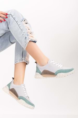 Gondol Hakiki Deri Kalın Rahat Günlük Spor Ayakkabı yt.2403 - Gri - 36