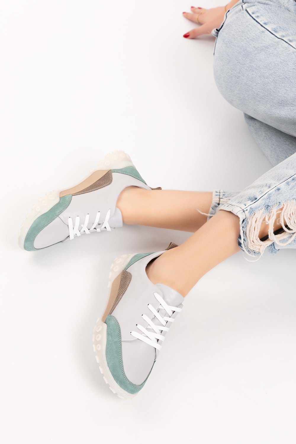 Gondol Hakiki Deri Kalın Rahat Günlük Spor Ayakkabı yt.2403 - Gri - 36