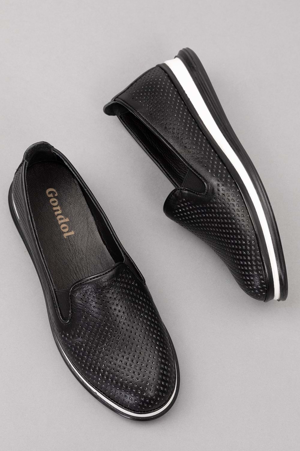 Gondol Hakiki Deri Günlük Rahat Yazlık Ayakkabı yt.112 - Siyah - 40