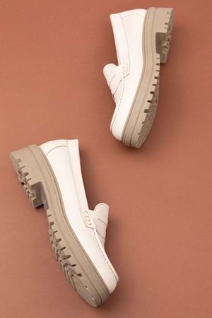 Gondol Hakiki Deri Kalın Taban Hafif Oxford Ayakkabı anl.2505 - Bej - 40