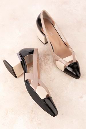 Gondol Kadın Hakiki Deri Renkli Topuklu Ayakkabı ast.6083 - siyah rugan - 42