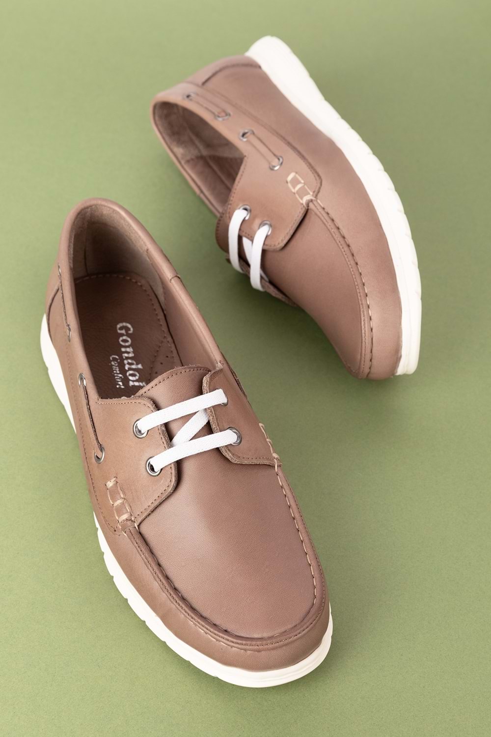 Gondol Kadın İçi Dışı Hakiki Deri Esnek Hafif Rahat Loafer ell.7005 - Vizon - 36