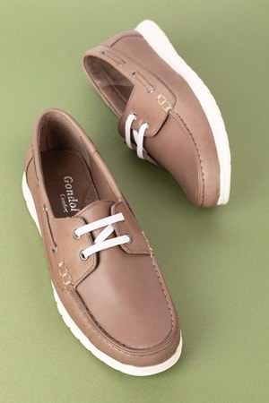 Gondol Kadın İçi Dışı Hakiki Deri Esnek Hafif Rahat Loafer ell.7005 - Vizon - 36