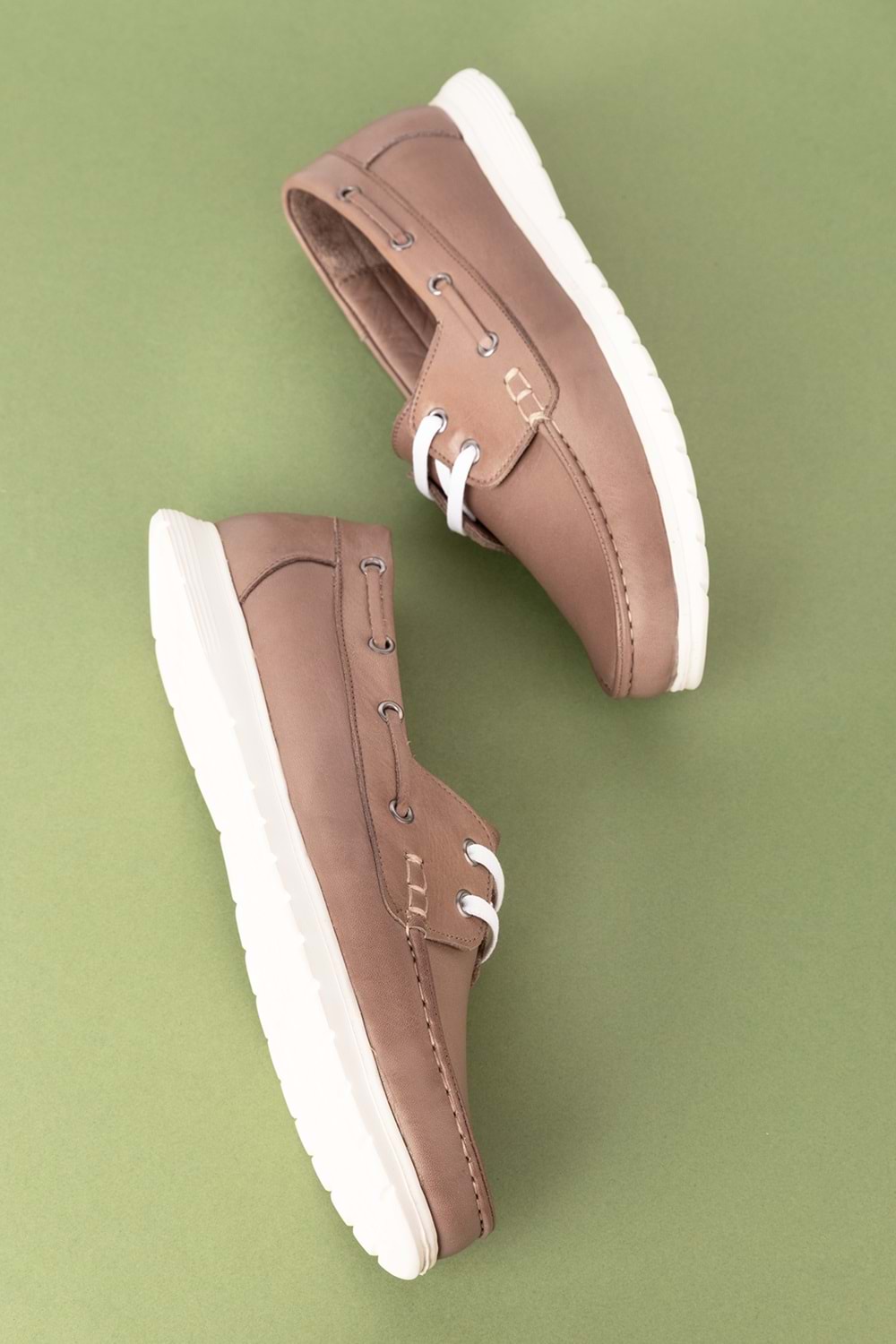 Gondol Kadın İçi Dışı Hakiki Deri Esnek Hafif Rahat Loafer ell.7005 - Vizon - 36