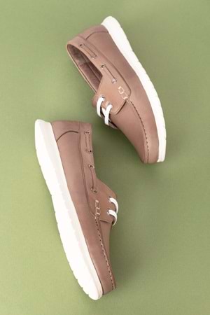 Gondol Kadın İçi Dışı Hakiki Deri Esnek Hafif Rahat Loafer ell.7005 - Vizon - 36