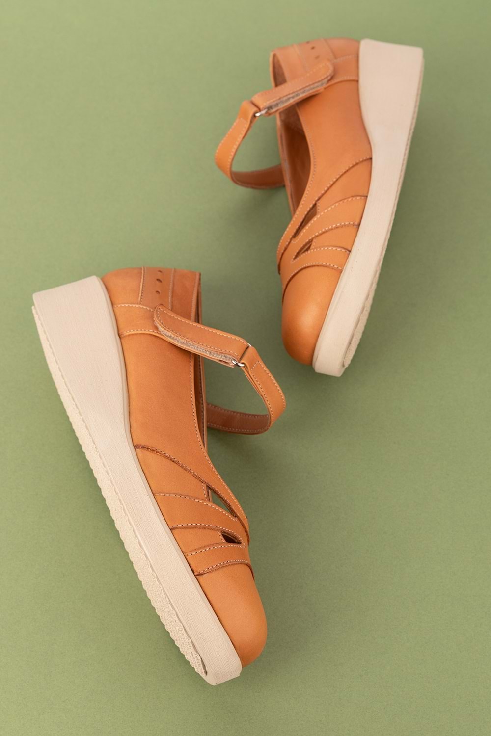 Gondol Hakiki Deri Anatomik Taban Cırtlı Rahat Ayakkabı mlk.5470 - Taba - 36