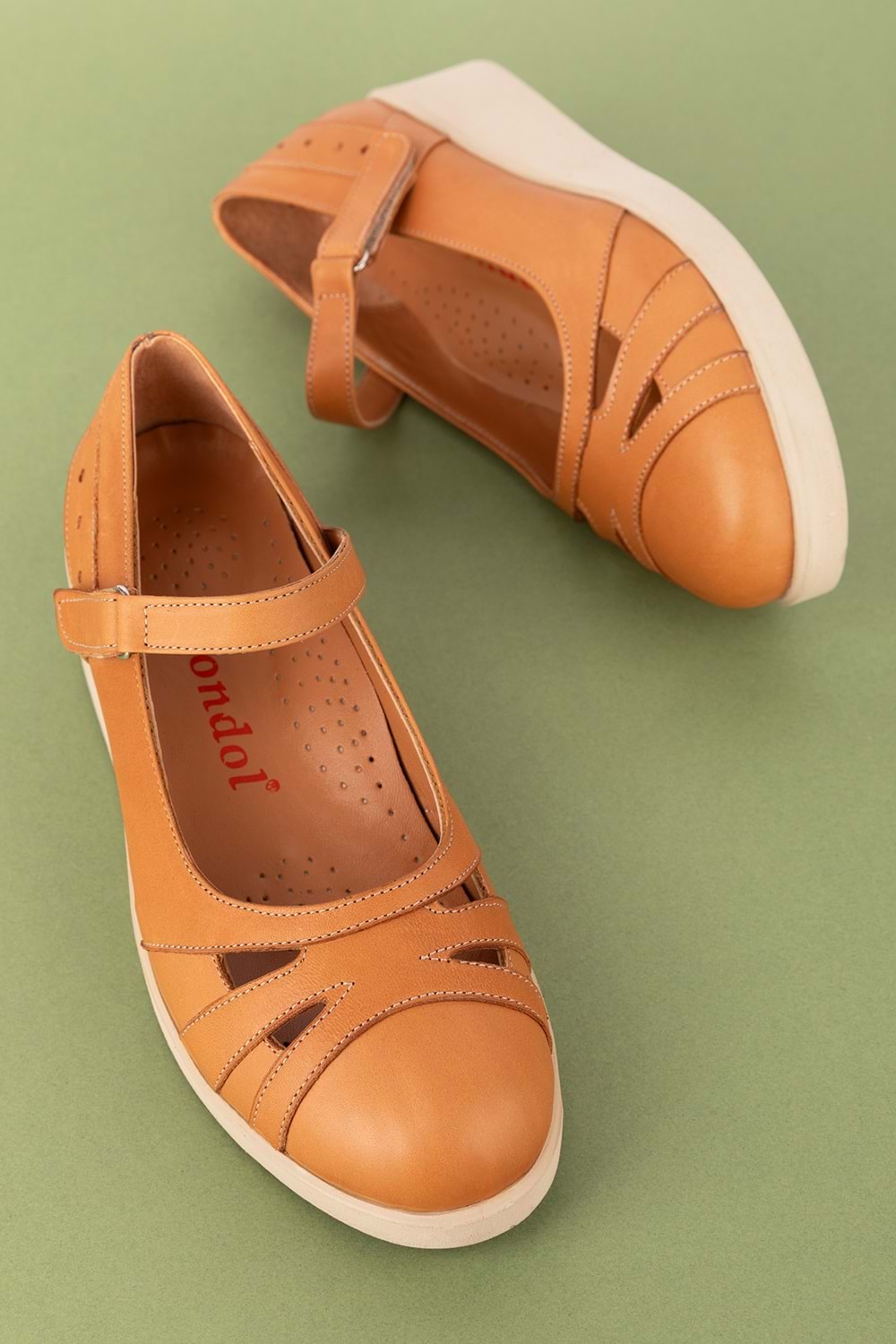 Gondol Hakiki Deri Anatomik Taban Cırtlı Rahat Ayakkabı mlk.5470 - Taba - 36