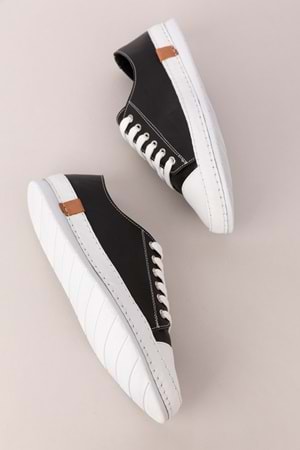 Gondol Içi Dışı Hakiki Deri Hafif Converse Tarz Ayakkabı usl.2136 - Siyah - 36