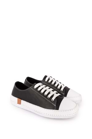 Gondol Içi Dışı Hakiki Deri Hafif Converse Tarz Ayakkabı usl.2136 - Siyah - 40