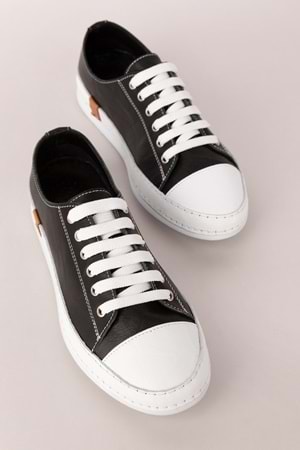 Gondol Içi Dışı Hakiki Deri Hafif Converse Tarz Ayakkabı usl.2136 - Siyah - 40