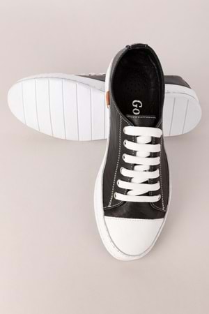 Gondol Içi Dışı Hakiki Deri Hafif Converse Tarz Ayakkabı usl.2136 - Siyah - 40